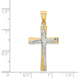 14k and White Rhodium Diamond-cut Cross Pendant K4321
