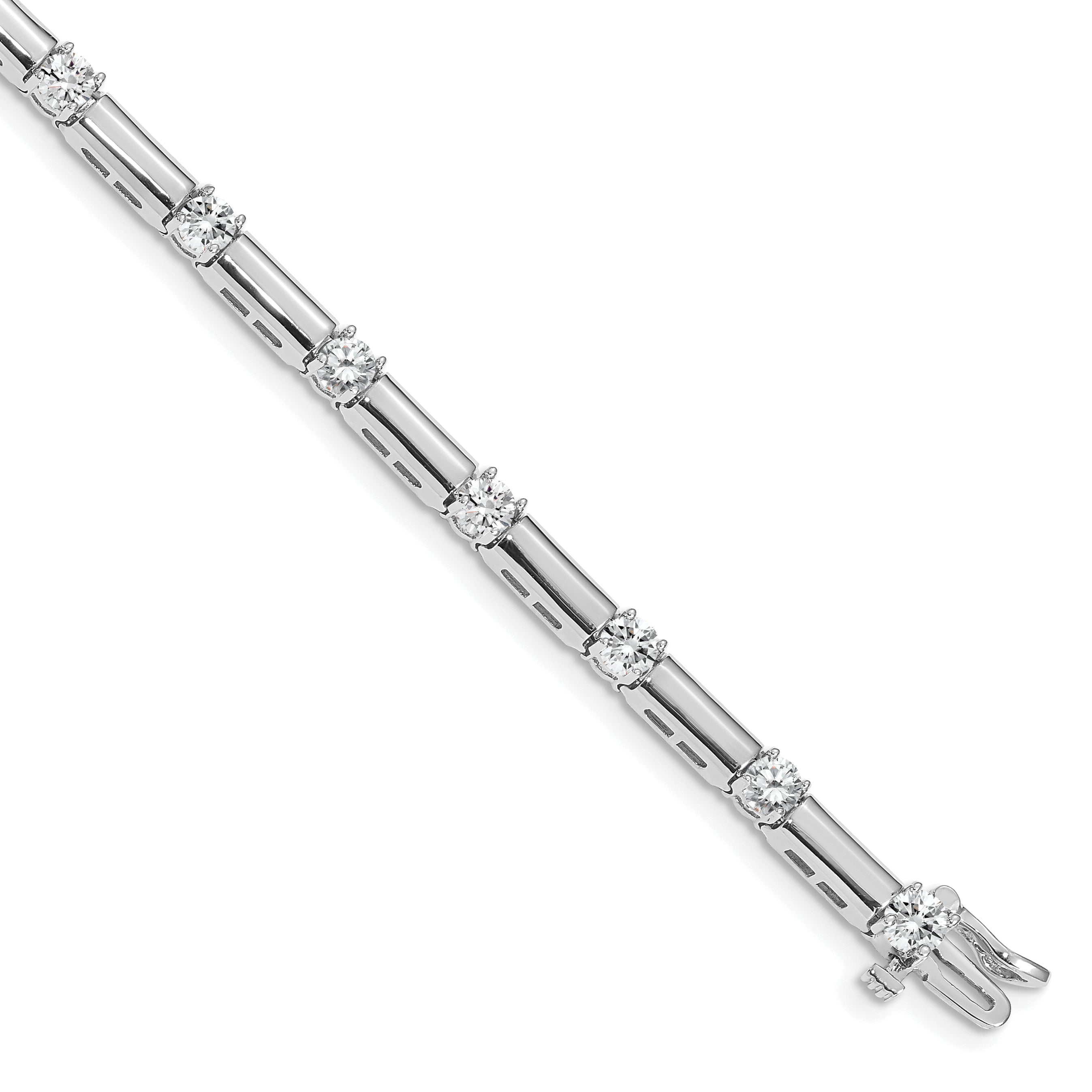 14k White Gold Complete 2.8 carat Round VS Diamond Bar Link 7 inch Tennis Bracelet X2177WVS