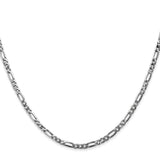14K White Gold 10 inch 2.75mm Flat Figaro with Lobster Clasp Anklet WFIG070