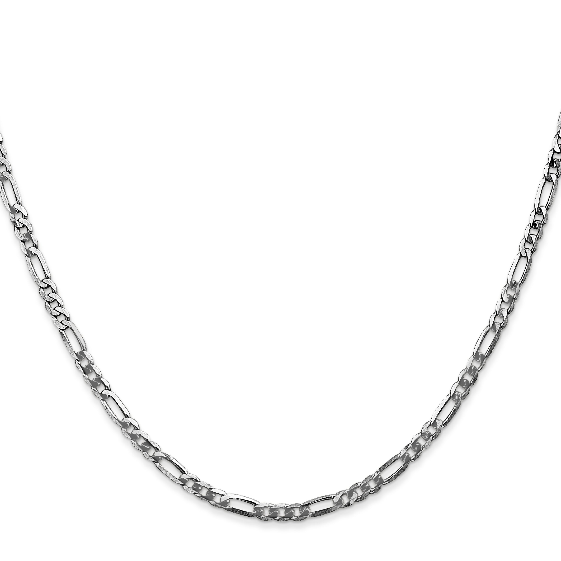 14K White Gold 10 inch 2.75mm Flat Figaro with Lobster Clasp Anklet WFIG070