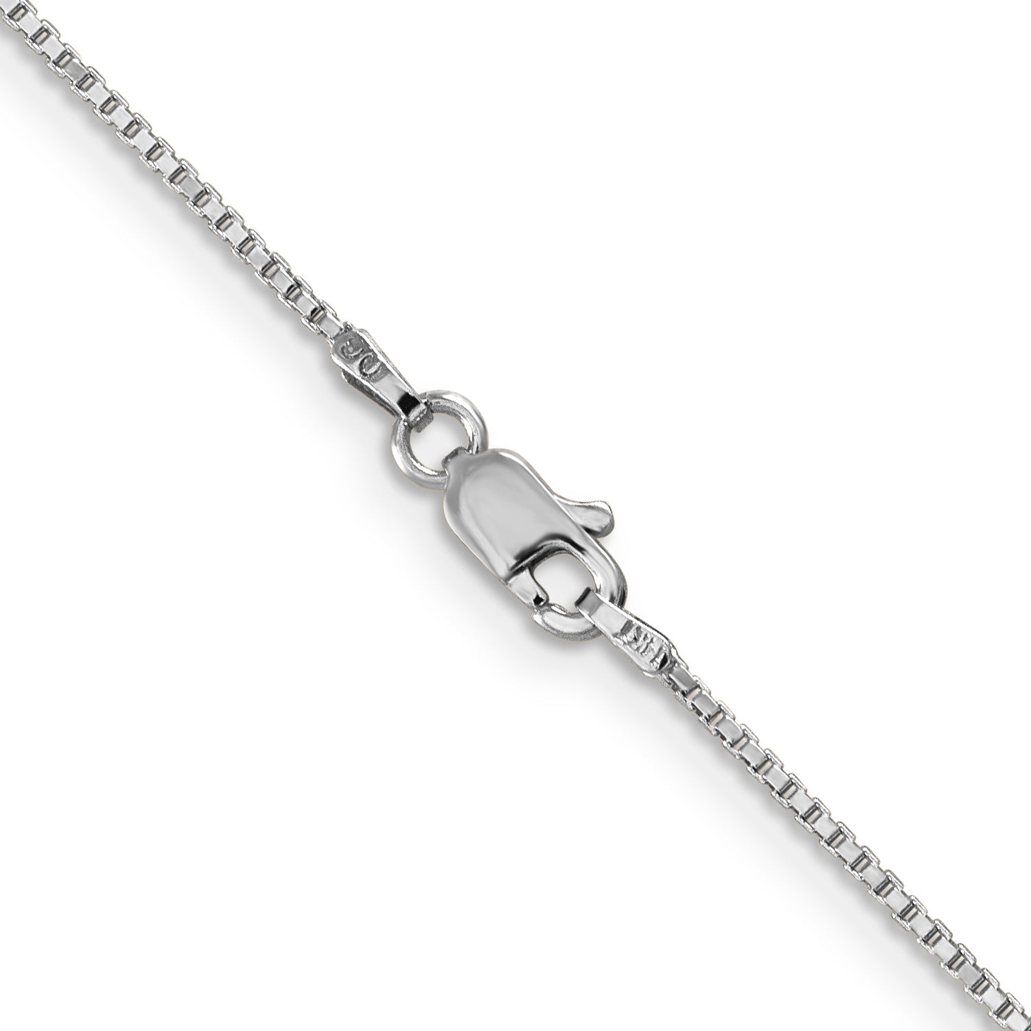 14K White Gold 14 inch 1mm Box with Lobster Clasp Chain WLB100