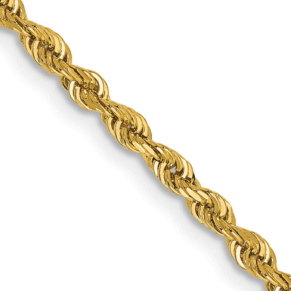 14K 10 Inch 2.25mm Diamond-cut Quadruple Rope Lobster Clasp Anklet QTR018