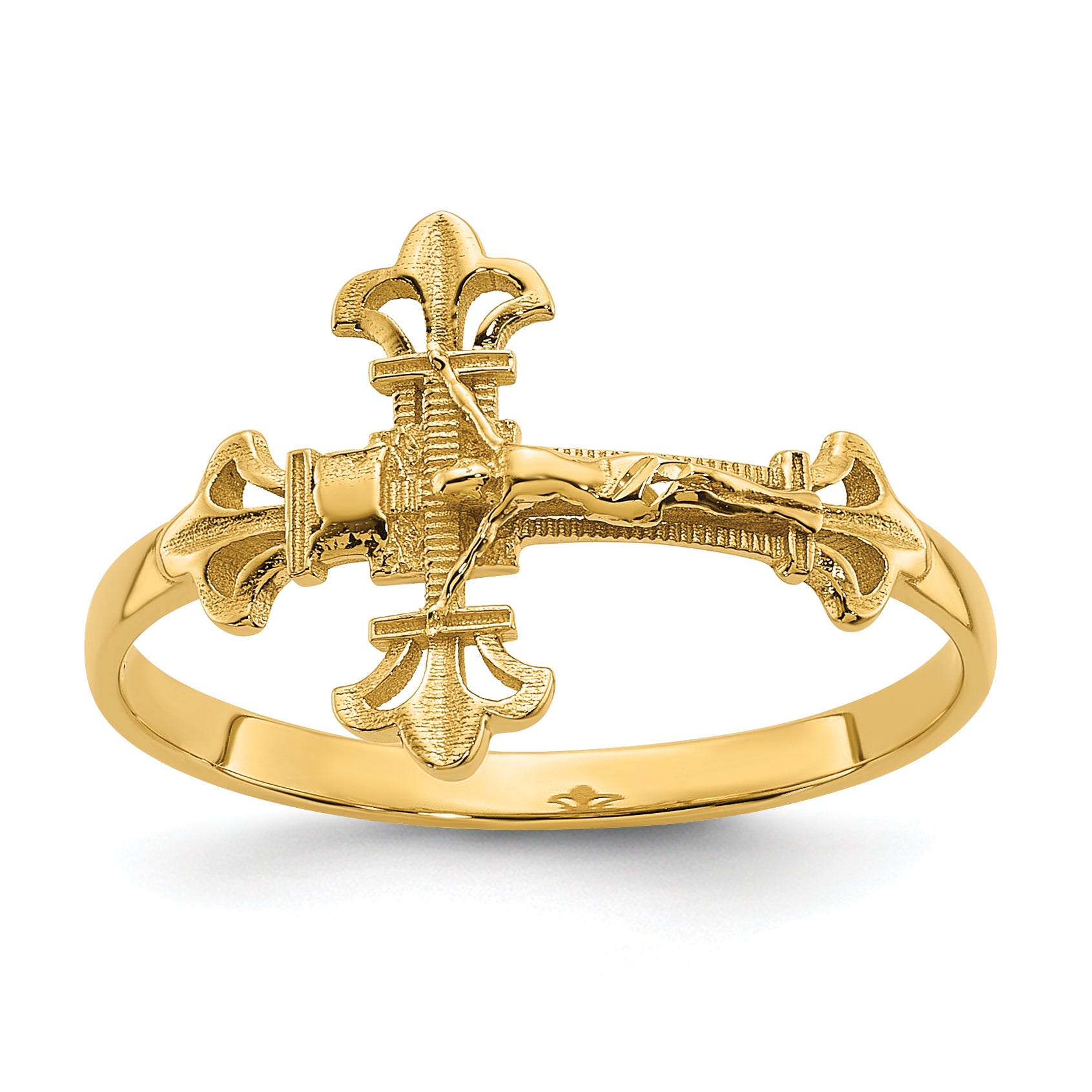 14K Diamond-cut Crucifix Ring K3969