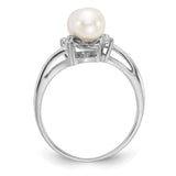 14k White Gold 5.5mm FW Cultured Pearl VS Diamond ring Y4371PL/VS