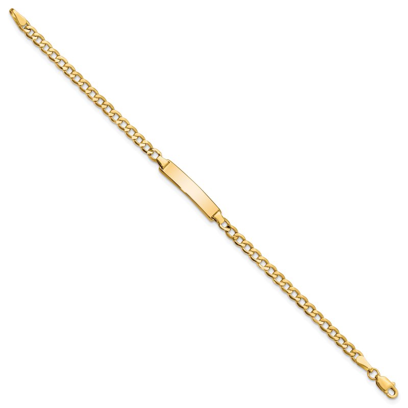 14k Polished Semi-Solid Chain/Solid Plate Cuban Link 23.5x4.5mm Plate 6 inch Baby/Child ID Bracelet DCID138