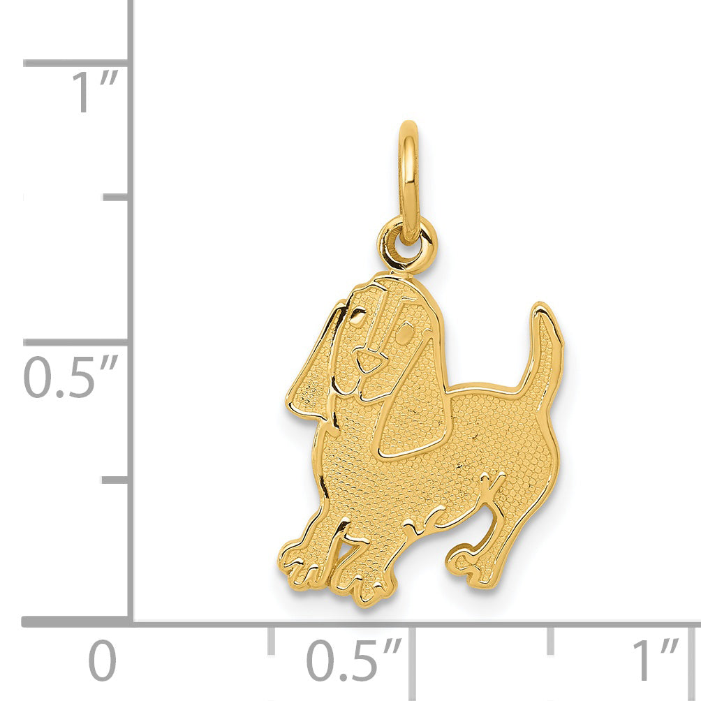 14k Textured Hound Dog Charm C1842