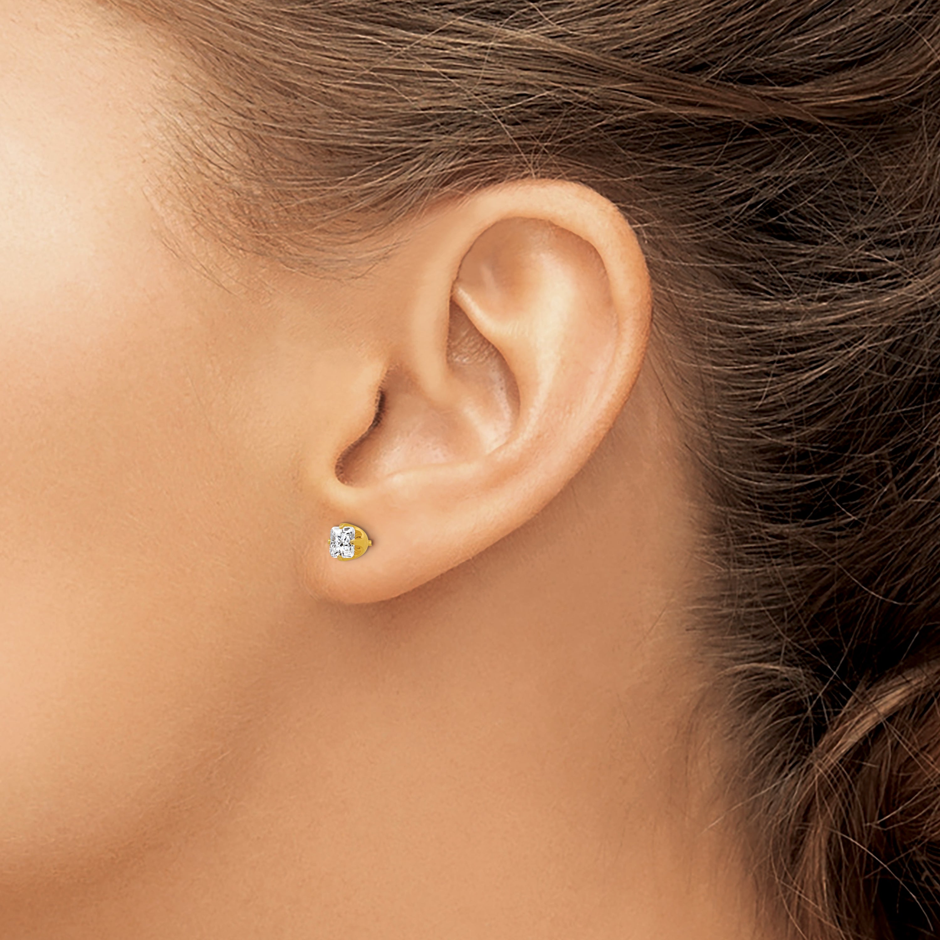 Inverness 14k 5mm Square Princess CZ Post Piercing Earrings 264E