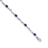 14k White Gold Complete Diamond and Oval Emerald Twisted Link 7 inch Bracelet BM4475