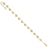 14k Ruffle Star Flowers 9 inch Plus 1 inch Extender - Total 10 inch Anklet ANK176
