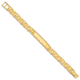 14k Polished Solid 10.0mm Nugget 38x10mm Plate 7 inch ID Bracelet NUGID10
