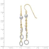 14k Two-tone Circle and Chain Dangle French Hook Earrings TL480