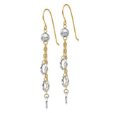 14k Two-tone Circle and Chain Dangle French Hook Earrings TL480