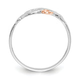 14K White and Rose Gold-Plated Polished 2 Hearts and Leaves Ring K5751