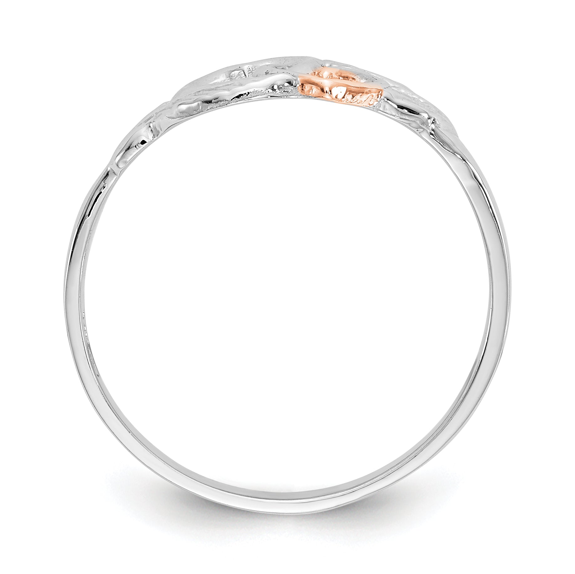 14K White and Rose Gold-Plated Polished 2 Hearts and Leaves Ring K5751