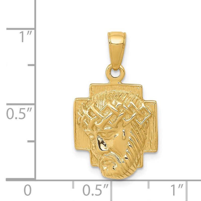 14K Polished Small Jesus Head With Crown Pendant K5585