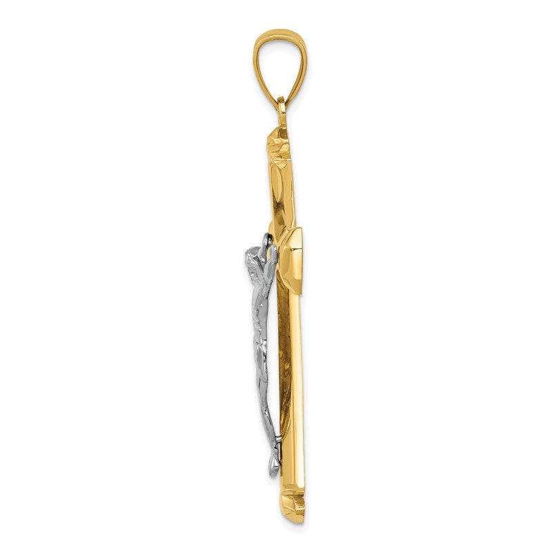 14k Polished Two-tone Crucifix Pendant D1678