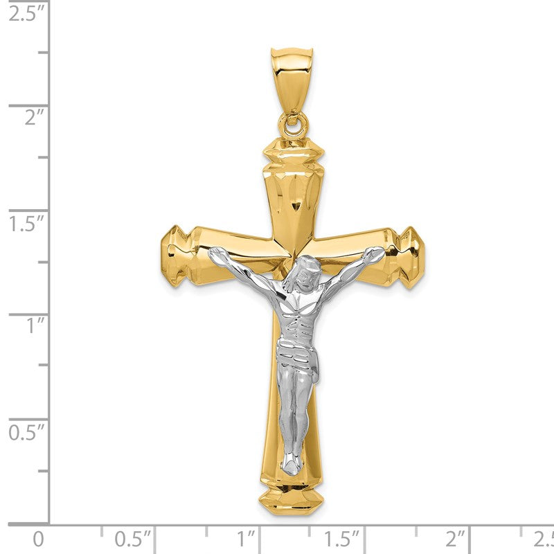 14k Polished Two-tone Crucifix Pendant D1678