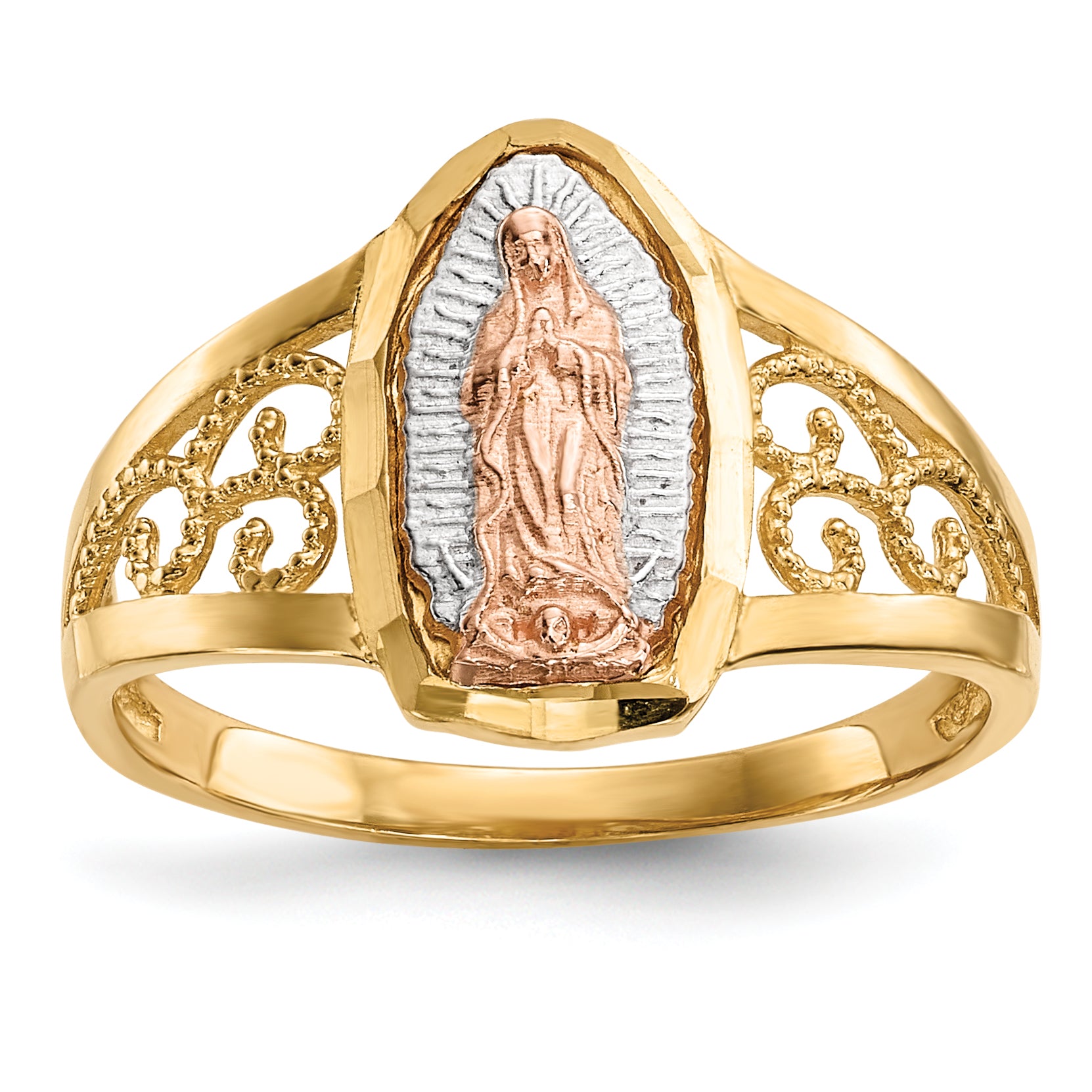 14k Two-tone with White Rhodium Our Lady of Guadalupe Ring R586