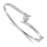 14k White Gold Complete 1/4 carat AA Diamond Hinged Oval Bangle Bracelet XB275AA