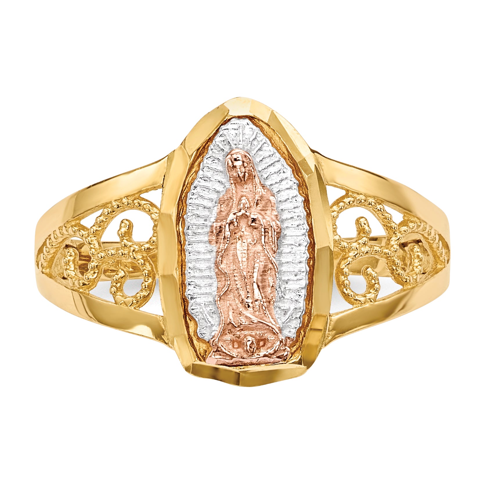 14k Two-tone with White Rhodium Our Lady of Guadalupe Ring R586