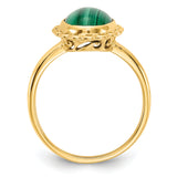 14k 10x8mm Malachite Cabochon Ring Y4494MB