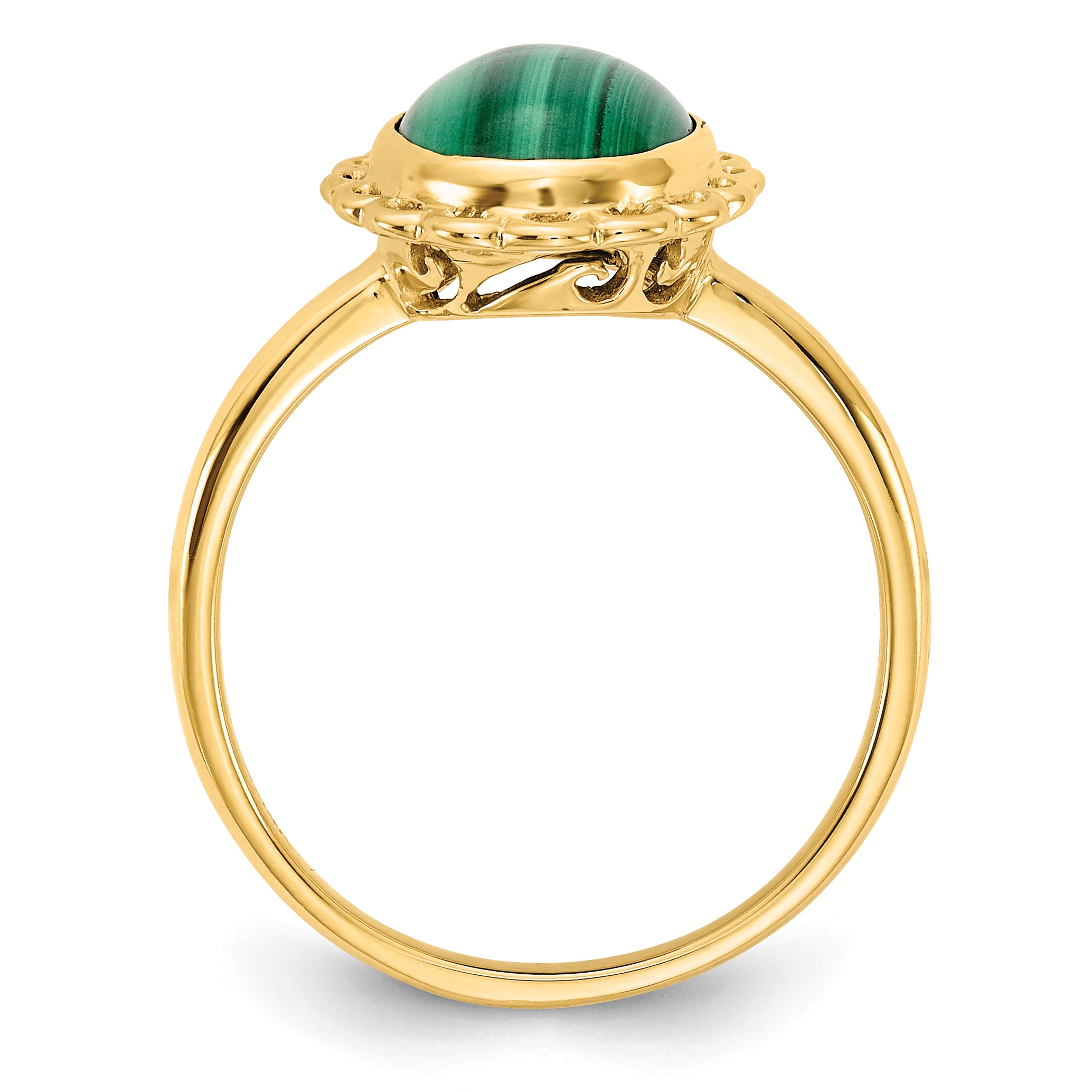 14k 10x8mm Malachite Cabochon Ring Y4494MB