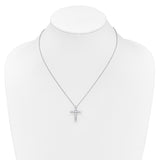 14k White Gold 1/4 carat Diamond Cross Pendant 18 inch Necklace PM1000