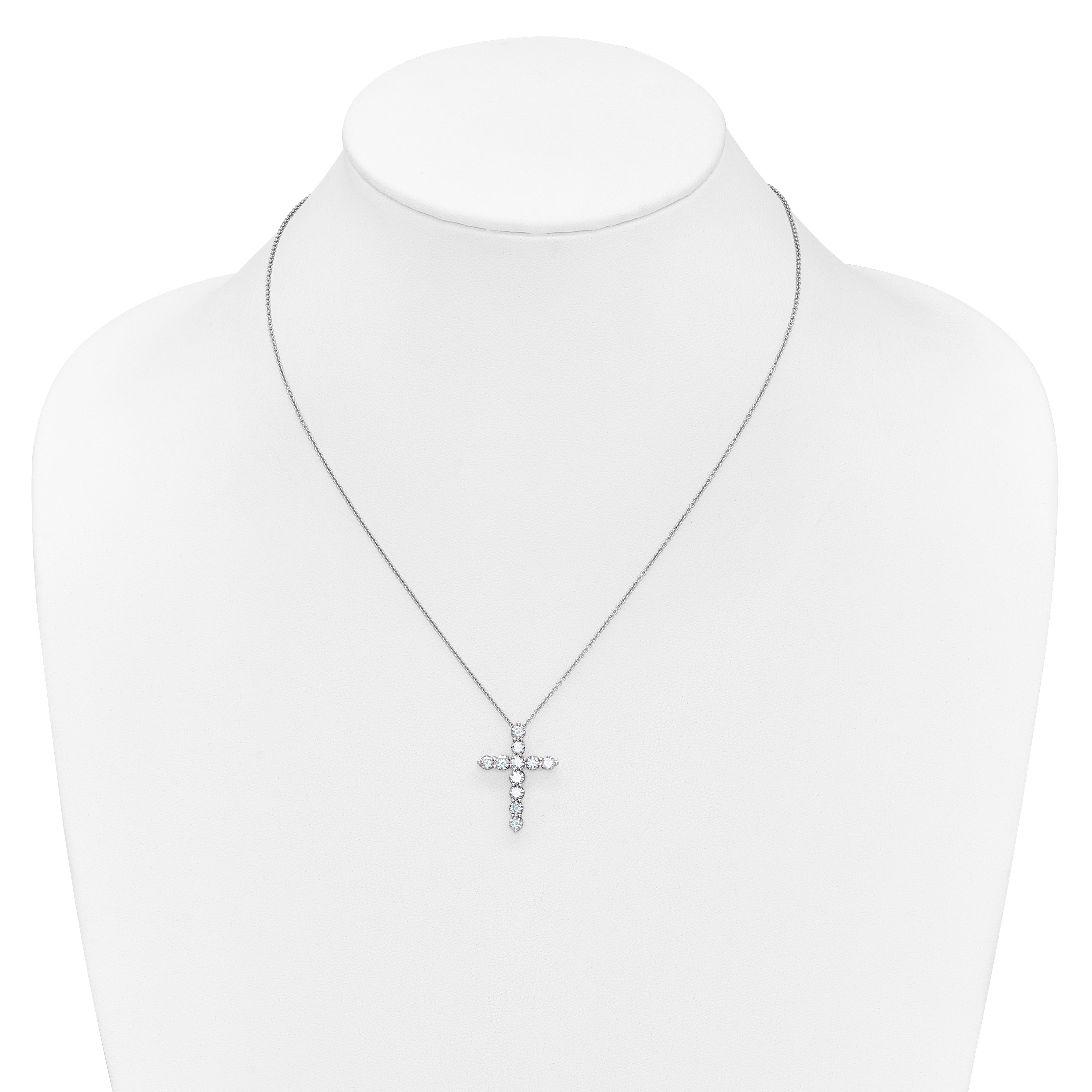 14k White Gold 1/4 carat Diamond Cross Pendant 18 inch Necklace PM1000