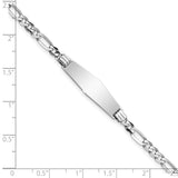 14k White Gold Polished Solid Chain/Solid Plate Figaro Link Soft Diamond Shape 24.5x7.5mm Plate 7 inch ID Bracelet FG100IDCW