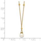 14k 4-5mm White Freshwater Cultured Pearl with Diamond-cut Beads 18 inch Necklace SF2763