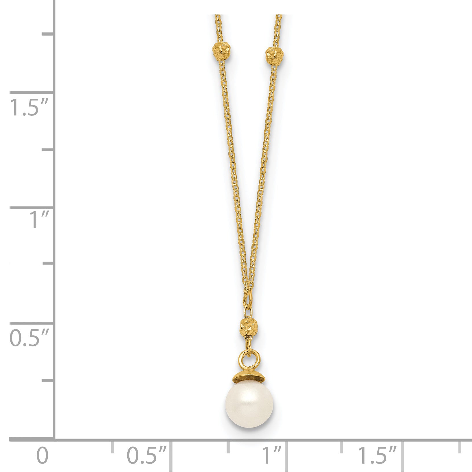 14k 4-5mm White Freshwater Cultured Pearl with Diamond-cut Beads 18 inch Necklace SF2763