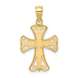 14k and White Rhodium Diamond-cut Cross Pendant K5018