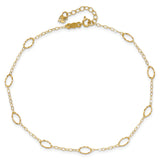 14k Textured Oval Shapes 9 inch Plus 1 inch Extender - Total 10 inch Anklet ANK223