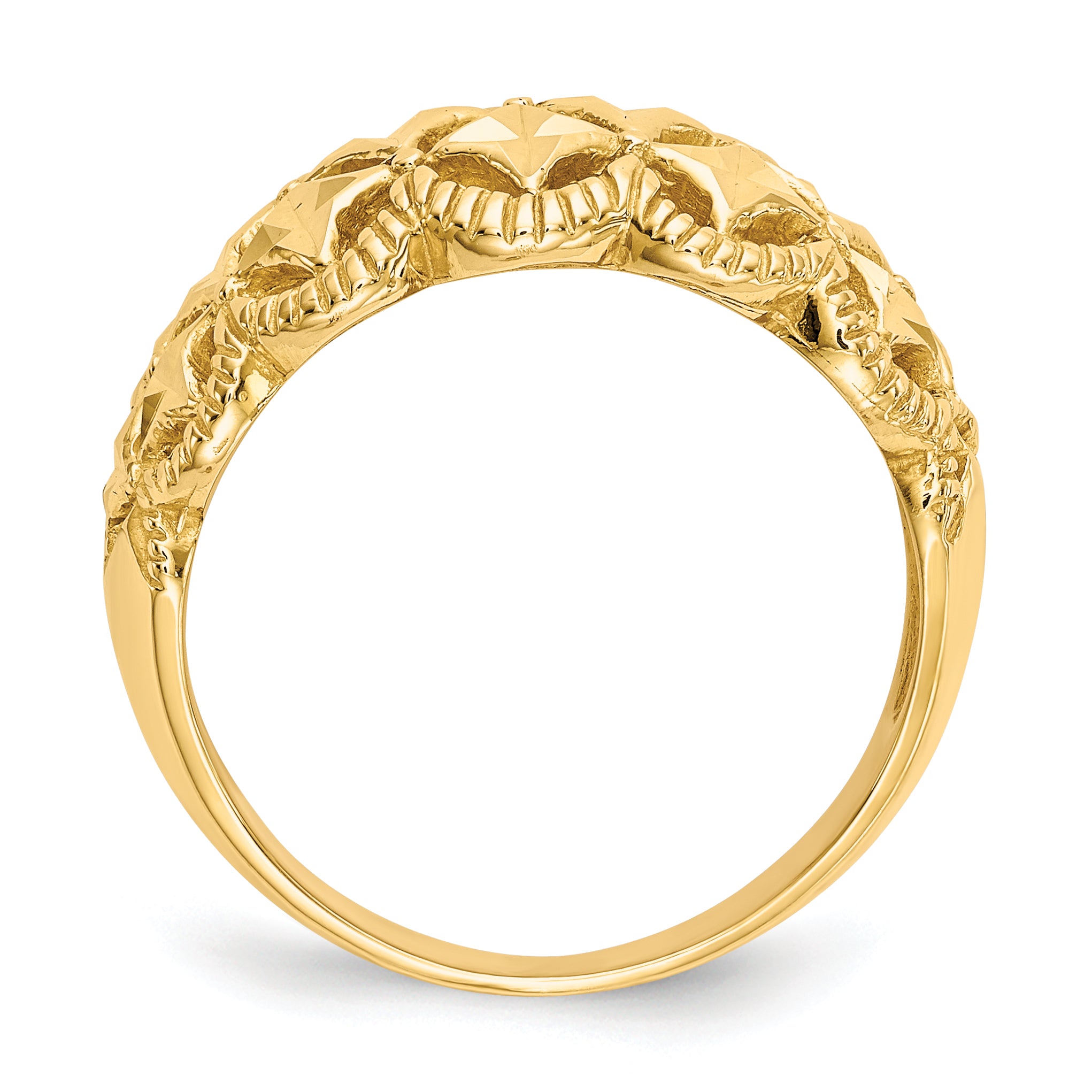 14K Diamond-cut Scalloped Edge Pattern Dome Ring K4620
