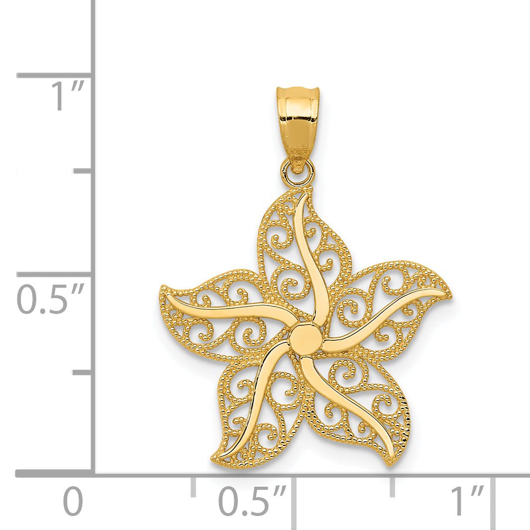 14k Polished Filigree Starfish Pendant K6057