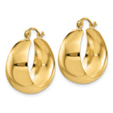 14k 10.5x23mm Polished Tapered Hoop Earrings E673