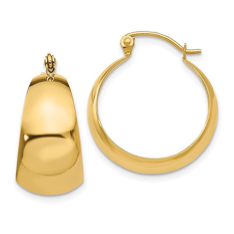 14k 10.5x23mm Polished Tapered Hoop Earrings E673