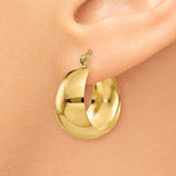 14k 10.5x23mm Polished Tapered Hoop Earrings E673