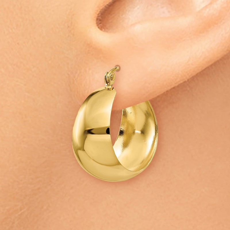 14k 10.5x23mm Polished Tapered Hoop Earrings E673