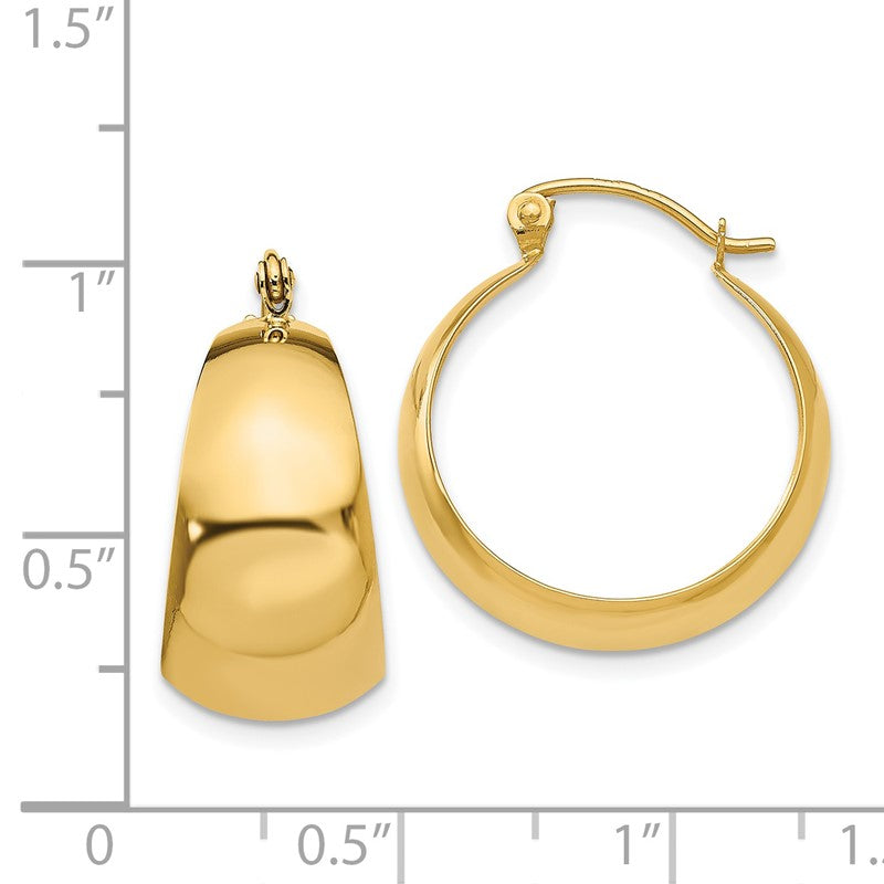 14k 10.5x23mm Polished Tapered Hoop Earrings E673