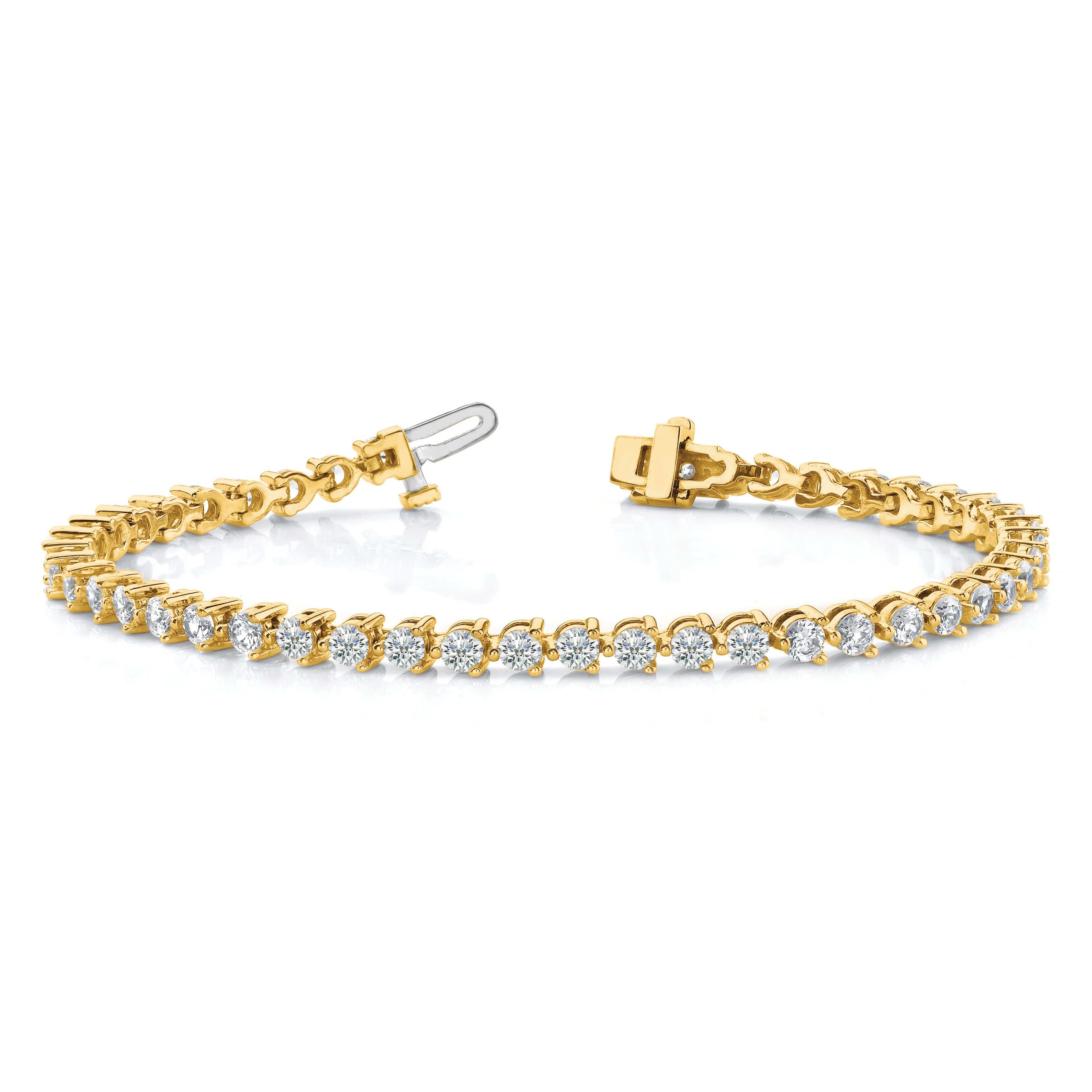 14k Complete 10.2 carat Round A Diamond 3-prong 7 inch Tennis Bracelet X2844A