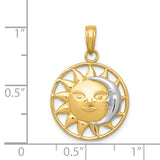 14k and Rhodium Sun and Moon Charm M2204