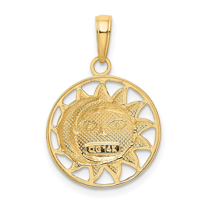 14k and Rhodium Sun and Moon Charm M2204