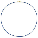 14k Yellow Clasp 1.6mm 16 inch Royal Blue Leather Cord Necklace XG255