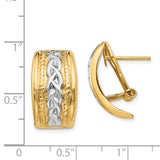 14k and White Rhodium 11.5x20mm Polished Braided Omega Back Post Earrings TF207