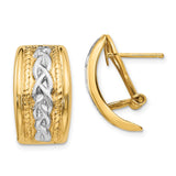 14k and White Rhodium 11.5x20mm Polished Braided Omega Back Post Earrings TF207