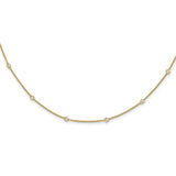 14k White Gold Complete 1/3 carat Bezel-set Diamond and Cable Chain 16-Station 16 inch Necklace PM1007
