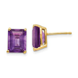 14k 9x7mm Emerald-Cut Amethyst Post Earrings XE68AM