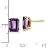 14k 9x7mm Emerald-Cut Amethyst Post Earrings XE68AM