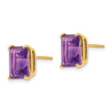 14k 9x7mm Emerald-Cut Amethyst Post Earrings XE68AM